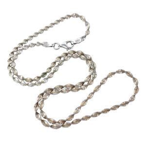 Vintage Italy Sterling Silver 925 2.6mm Singapore Chain Necklace 18"